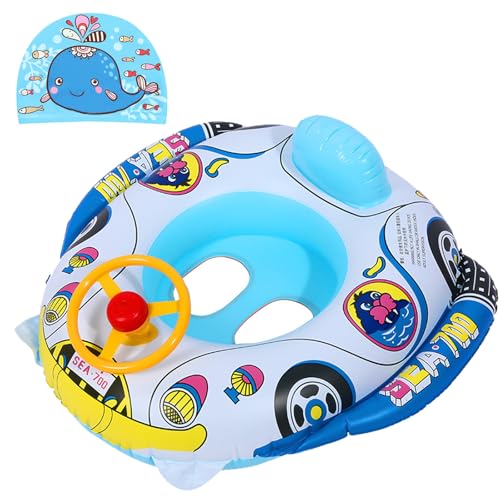 JSTHHTT Baby Schwimmring, Automobil Schwimmring, Schwimmhilfe Baby, Baby Schwimmhilfe mit Lenkrad-Griff, Schwimmen-Spielzeug der Kinder, 6 Monate - 4 Jahre altes Baby