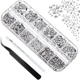 1440pcs 6 Größen Kristall Strasssteine nageldesign Kristallrhinestones, Flache Rückseite Gems,Transparenter Strass mit Pinzette und Aufbewahrungsboxen, Für Nagel, Bekleidung, DIY