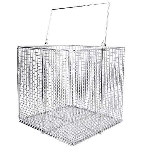 Sterilisationskorb für Instrumente aus Edelstahl, Sterilisationskorb aus Edelstahl mit Griff, Perforierte Mesh-Körbe, Sterilisationstablett für das Labor (200 * 200 * 200mm Quadrat)