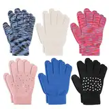 TAGVO 6 Paar Winter Magische Handschuhe, Kinder Dehnbare Warme Magische Handschuhe & Fäustlinge Jungen oder Mädchen, Strickhandschuhe Unisex Strick Vollfinger Fäustlinge für 5-13 Jahre