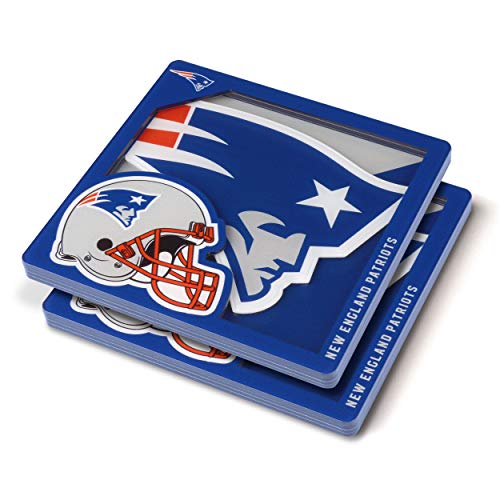 YouTheFan Logo-Serie New England Patriots Untersetzer aus der 3D, Team-Farben, 4" x 4"