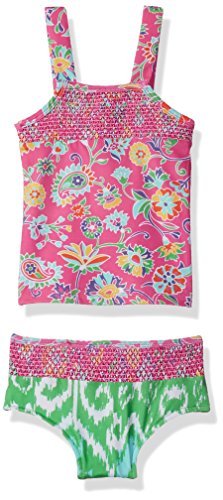 Masala Mädchen Baby Smocked Tankini Ananya Floral Pink, rosa/grün, 6-12 Monate