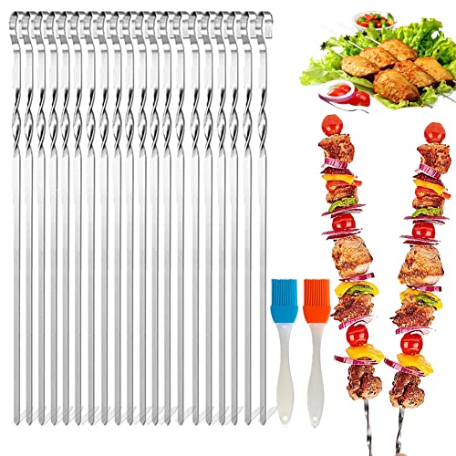 Grillspieße edelstahl,20 Stück grillspieße aus rostfreiem edelstahl,Grill Kabob Spieße edelstahl grill kabob spieße edelstahl Kebab spieße schaschlikspiesse edelstahl Für Lagerfeuer. (A)