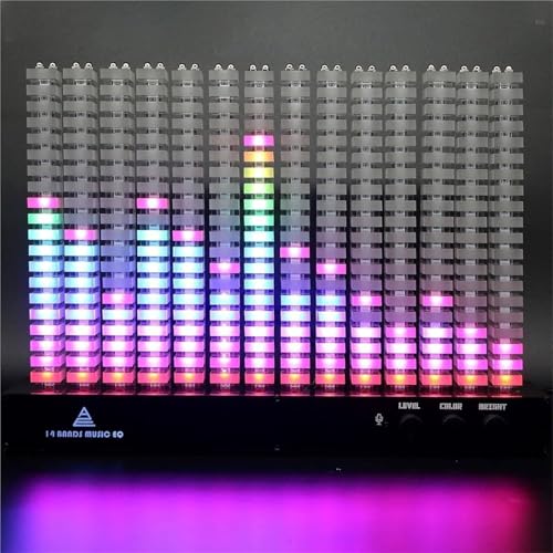 LPONAA Audio-Spektrumanalysator, Musik-Spektrum-Licht, LED-Musik-Spektrumanalysator mit 14-Segment-Anzeige – Acryl-Lampenpfosten für Musik- und Elektronikliebhaber – Musik-Spektrum-Licht