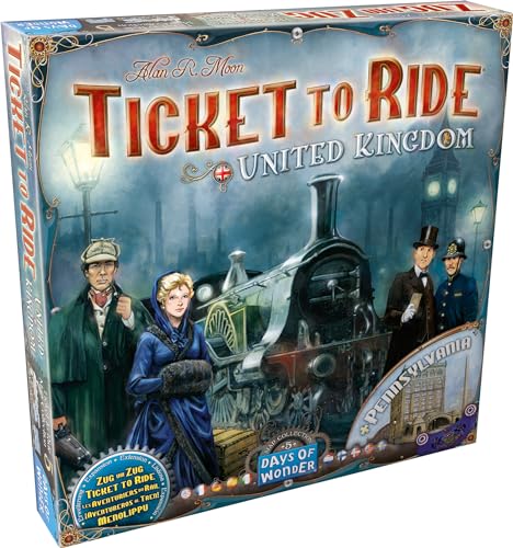Days of Wonder, Zug um Zug – UK + Pennsylvania, Map-Erweiterung, Familienspiel, Brettspiel, 2-5 Spieler, Ab 8+ Jahren, 45+ Minuten, Deutsch, Mehrsprachig
