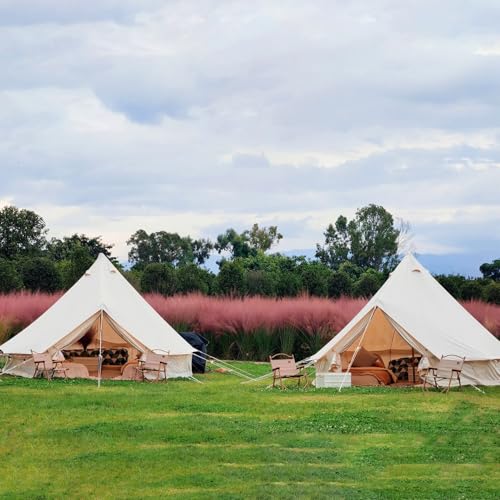 Glockenzelt 3m, Glamping Zelt für 2-4 Personen, Tipi Zelt Outdoor mit 3000 mm Wassersäule, Bbaumwollzelt 4 Personen, Tipizelt, Jurte Zelt für Geeignet für Familien-Camping, Musikfestivals, Hochzeiten