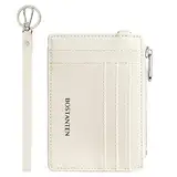 BOSTANTEN Geldbörse Damen Klein, PU Leder Kreditkartenetui RFID Schutz Geldbeutel Damen Kartenetui mit Münzfach, Mini Frauen Portemonnaie Kartenhalter Slim Wallet(Beige)