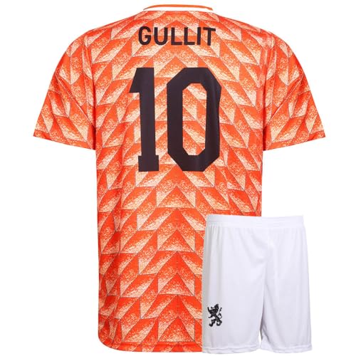 Euro 88 Trikot Set Gullit - Niederlande - Orange - Kinder und Erwachsene - Jungen - Fußball Trikot - Fussball Geschenke - Sport t Shirt - Sportbekleidung - Größe L