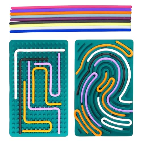 FORYNXHWIN Sensorik Activity Board, Doppelseitiges Sensorisches Spielzeug, Silikon Sensorikspielbrett für Kinder 3+ & Erwachsene zur Stressabbau, ADHD und Autismus, mit 10 Stäbe