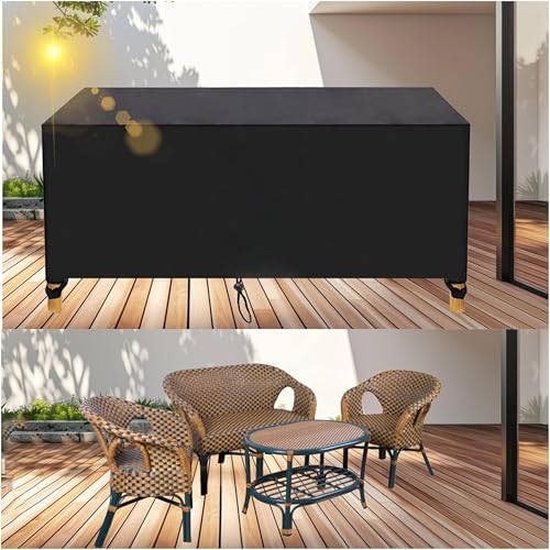 OUZUIU Rechteckige Gartenmöbel-Schutzhülle 120x65x70cm/LxWxH 420D Oxford-Gewebe, wasserdicht, Winddicht, UV-geschützt & Winterfest | Passend für Gartentische, Terrassenmöbel & Möbelsets, schwarz