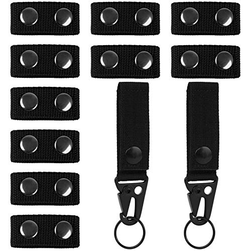 10 Stück Duty Belt Keeper Gürtelhalter Security Taktischer Gürtel Polizei mit 2 Stück Gürtel Karabiner aus Nylon Gürtel Keeper für Camping Wandern Sportarten (Schwarz)