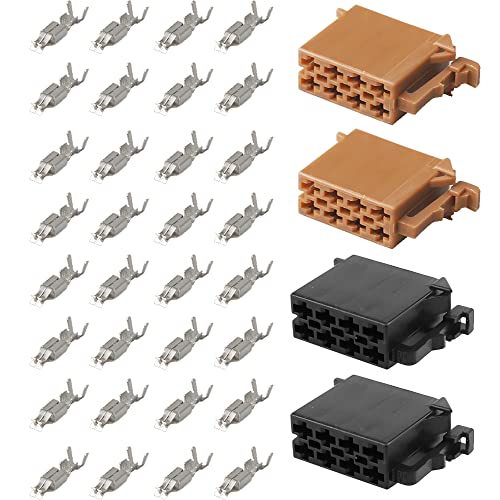 SRunDe 4 Stück 8 PIN Steckverbinder aus Kunststoff Braun und Schwarz Anschlussstecker Kabelbaum Adapter Universal Stecker für Autoradio Sound Lautsprecher Crimp Lautsprecher