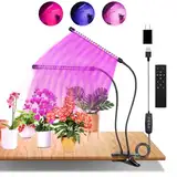 Pflanzenlampe LED Vollspektrum, 2 Köpfe 60 LEDs Grow Lampe Mit Fernbedienung,Memory-Funktion,Zeitschaltuhr und USB Adapter,360 ° verstellbare Pflanzenlicht, 3 Lichter Modi und 10 Helligkeitsstufen