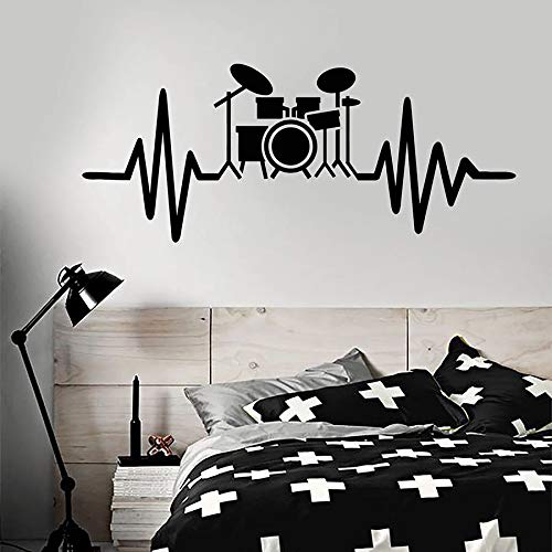 NSRJDSYT Wandtattoo Drum Kit Schlagzeuger Musiker Musikliebhaber Vinyl Fensteraufkleber Musical Studio Schlafzimmer Wohnzimmer Home Decor Current 57x136cm