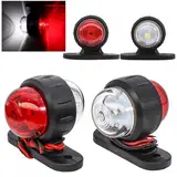 AUTOXBERT 4pcs Begrenzungsleuchten Positionsleuchten 12 / 24V Markierungsleuchten Wasserdichte LED Seitenmarkierungsleuchten Doppelseitiges Warnlicht Weiß/Rot Für LKW PKW KFZ Anhänger