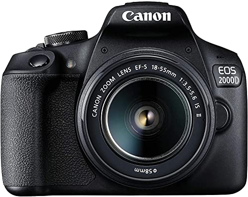 Canon EOS 2000D Spiegelreflexkamera Battery Kit (24,1 MP, DIGIC 4+, 7,5 cm (3,0 Zoll) LCD, Display, Full-HD, WiFi, APS-C CMOS-Sensor) EF-S 18-55mm is II F3.5-5.6 is II + Akku LP-E10, schwarz