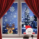 JOFONY Weihnachten Aufkleber Fenster,300 PCS Fensteraufkleber für Weihnachten,Schneeflocken Weihnachtsmann Elch Fensterbilder für Fensterdekoration,Türen,Schaufenste