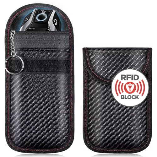 2 Stück Schutz Autoschlüssel, Car Key Safe, Signalblockierung Faraday Bag,Diebstahlschutz, RFID Blocker Autoschlüssel Hülle, mit Haken und Schlüsselring