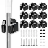 YOCOLE 9 Stück Gerätehalter Set, Besenhalterung Wand Gartengerätehalter Besenhalter, Wandhalterung für Besen Gartengeräte Schaufel Wischmopp, Stahl Werkzeughalter Zuhaus Garten Garage, Schwarz