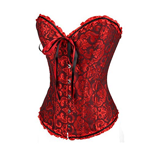 Rouingdd Sexy Halloween Kostüme Für Frauen, Korsett Damen Schwarz Vollbrust Bequem Korsage Corset Gothic Vampire Corsage Bustier Vintage Mädchen Top Oberteil Piratenkostüm Halloween Kostüm