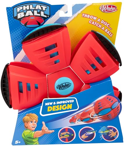 Wahu - PHLAT BALL Classic - Rot - Frisbee & Ball in Einem – Transformierbare Wurfscheibe – Outdoor-Spiel für Kinder ab 5 Jahren – 22,9 cm Frisbee, 15,7 cm Ball – Für Garten, Strand & Park