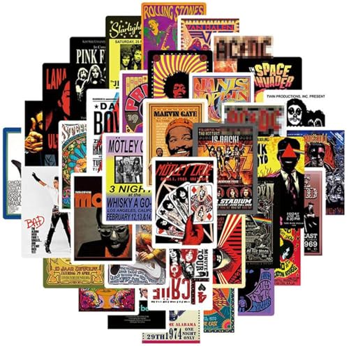 2 X 50 Stück Rock Band Punk Aufkleber, Mode Hip Hop Sticker, Graffiti Rockmusik Aufkleber, Wasserdicht Vinyl Aufkle-ber, Coole Sticker Set, Stickers Kinder,Stickers Aesthetic für Gepäck Laptop Fahrrad