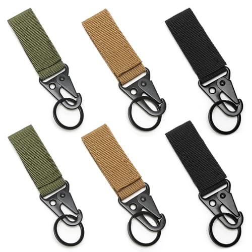 Gürtelclip, 6 Stück, taktischer Gürtel-Karabiner, Nylon-Gürtel-Karabiner, Schlüsselanhänger, Outdoor, Klettern, Wandern, Ausrüstung, Schlüsselanhänger, Gurtband, Schnalle, Karabinerhaken mit