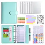 Zueyen Budget Planner Deutsch, Sparbuch Für Geld Challenge, Geld Sparen Buch, Budget Binder A6, Haushaltsbuch Mit Geldfächer, Pu Leder Notizbuch Ordner (Grün)
