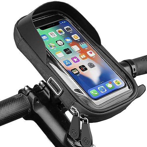 flintronic Fahrrad Rahmentasche, Wasserdicht Handytasche, Lenkertasche mit TPU Sensitivem Touchscreen, Fahrradtasche 360° Drehbar, für Smartphones bis zu 6,4 Zoll für Montainbikes, Ebikes, Rennrad