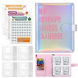 Geld Sparen Challenge, A5 Sparbuch für Geld Challenge 100 Envelope Saving Challenge Sparchallenge Budgetplaner mit 25 Geldumschläge 3 Markierungskarten Und Stift Geld Organizer für Schule Zuhause