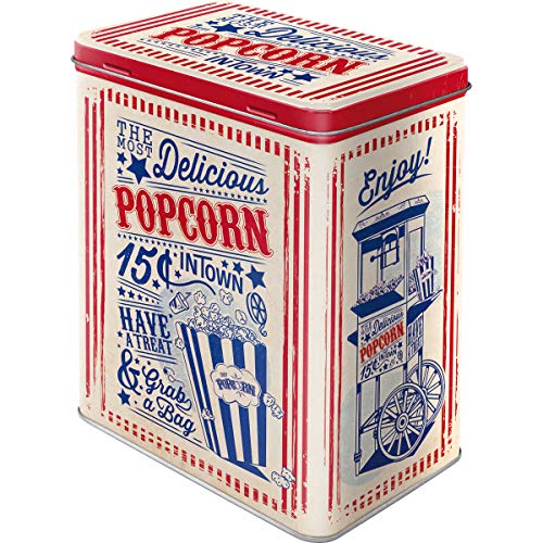 Nostalgic-Art Retro Vorratsdose L, 3 l, Popcorn – Geschenk-Idee für Diner-Fans, Große Blech-Dose, Vintage Design