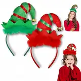 Elfenhut Stirnband,2 Stück Weihnachts Haarreif,Weihnachten Stirnband Stirnband Weihnachtskopfbedeckung,Weihnachtsstirnbänder Elf Party Hut,Haarschmuck für Weihnachtsfeiern Cosplay