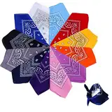 12 Stück Bandana Halstuch Bindetuch Haar Schal Ansatz Handgelenk Verpackungs Band Kopf Bindung, Unisex Mode-Accessoires(55 x 55 cm)