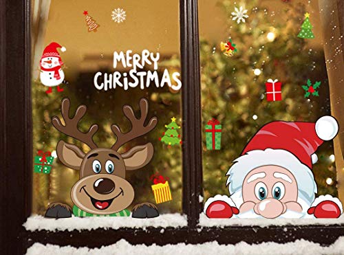 WandSticker4U®- wiederverwendbar Fensterbilder Weihnachten Kinder WEIHNACHTSMANN & RENTIER selbstklebend I Weihnachtsdeko Fenster Aufkleber Fenstersticker Winter Deko Kinder-zimmer