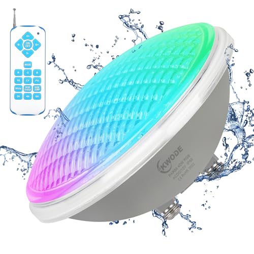 KWODE LED Poolbeleuchtung PAR56, 40W RGB Timing 2/4/6H Schwimmbadbeleuchtung, IP68 Wasserdichter Pool Lampe Licht mit Fernbedienung, Unterwasserscheinwerfer Poolscheinwerfer [12V AC/DC]