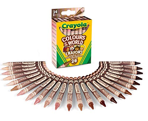 CRAYOLA Colours of the World - Wachsmalstifte, 24er-Packung, verschiedene multikulturelle Farben in Hauttönen, 52-0114