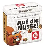 Game Factory 646273 Auf die Nüsse, das knackige Würfelspiel, Mini-Spiel in handlicher Metalldose, Reisespiel, für Erwachsene und Kinder ab 8 Jahren