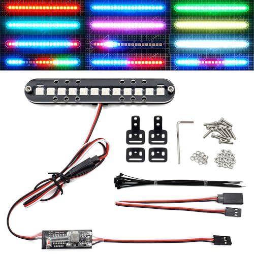 RC Cars Lichtleiste Dachlampe Scheinwerfer Rücklicht Kit Stoßstangenlicht kompatibel mit Traxxas RC Car Truck Crawler Tamiya Losi HPI Rustler Axial Police Lights (1-Bar-Version)
