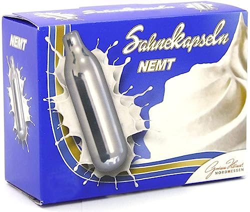 NEMT 10s 10 Stück N2O Sahnekapseln kompatibel zu allen handelsüblichen Sahnebereitern Sahnespendern Cream Whipper Chargers Sahnesyphon Sahnekapsel Sahnepatronen
