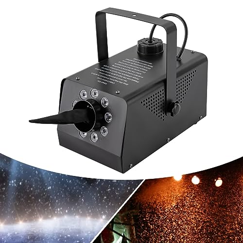 Schneemaschine 900W Schneekanone mit Fernbedienung, Snow Machine, Mini Schneekanone Garten, Party Gadget, Winter Simulation für Partys, Hochzeiten, Weihnachten (1-Liter Tank, 3 Beleuchtungsmodi)