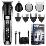 elestyle Barttrimmer Herren Haarschneidemaschine, All-In-One Trimmer Bartschneider Nasenhaartrimmer Haarschneider, USB Wiederaufladbar Rasierer Elektrisch mit 3 Scherkopf, 4 Aufsteckkämme