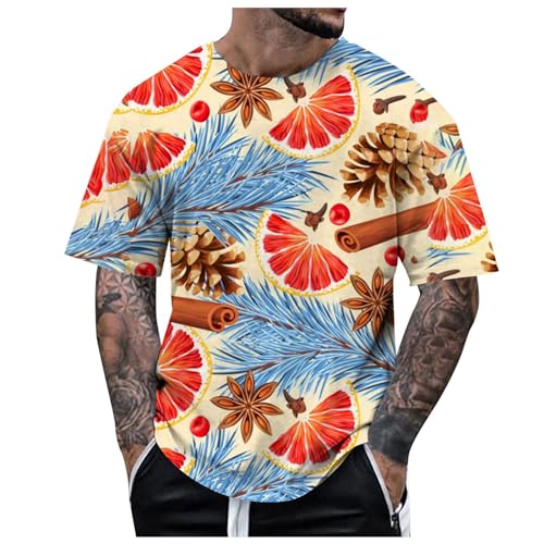 EMAlusher T Shirt Herren 4XL, Oversized Tshirt Herren Mit Print, Hawaiihemd Herren Hemd Kurzarm Sommerhemd Herren Freizeithemden Blumen Urlaub Strand Hemd Regular Fit Kurzarm Faltenfrei Urlaub Shirt