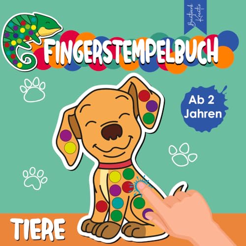 Fingerstempelbuch Tiere ab 2 Jahren: Kreativer Bastelspaß mit 50 süßen Tiermotiven zum Fingerstempeln - Basteln, Schneiden, Malen, Kritzeln, Lernen - Bastelbuch mit Fingerfarben für Mädchen und Jungen