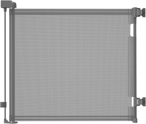 derimkcoa Treppenschutzgitter Ausziehbar für Babys, 0-300 cm Baby Absperrgitter Türschutzgitter Treppenschutzrollo,Tierschutzgitter Geeignet für Treppen/Türen/Innen & Außen (Grau)