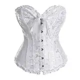 Bluecoolly Corsett Weißes Korsett Fairycore Clothes Vintage Kleider Damen Korsett Kleid Damen Brown Corset Korsett Oberteil Korsett Damen Weiß Trägerloses Kleid Korsett Halloween（1-White,M）