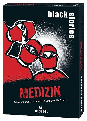 moses. Black Stories Medizin, 50 Rätsel aus der Welt der Medizin, Krimi Kartenspiel mit Spielvariante und Punktechips, Rätselspiel