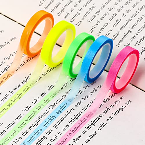 5 Rollen Highlight Strips Abnehmbare Fluoreszierende Farbige Tags Farbiges Transparentes Klebeband Transparente Notizzettel Textmarker-klebeband Für Lehrer Schüler Klasse Büro (0,6cm X 5m)