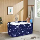 Sinbide 125x55x54cm Tragbare Badewanne, Faltbare Badewanne für Erwachsene, Große Familien Badewanne für SPA, Movable Badewanne mit 2 Ablauflöchern, Studenten Badewanne mit 2.0 verdicktem Rohr