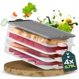 uandu Aufschnittboxen für Kühlschrank, Wurst Aufbewahrung Kühlschrank, Aufschnittbox Stapelbar, Kühlschrank Organizer, Frischhaltedosen mit Deckel, Aufschnittdosen, Aufbewahrungsbox Kühlschrank