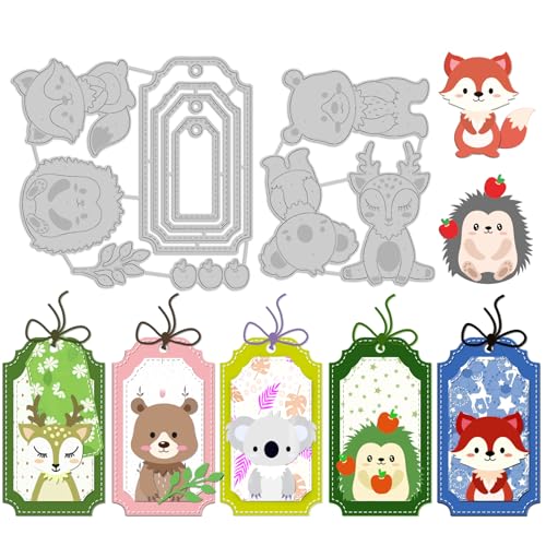 INFUNLY Tieretikett Gestanzt Für Kartenherstellung Rahmen Metall Stanzform Lesezeichen Anhänger Stanzformen Prägeschablonen Vorlage Für DIY Scrapbooking Tags Dekorative